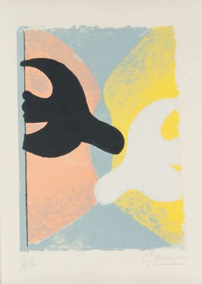 Georges BRAQUE (1882-1963) Deux Oiseaux. Planche du recueil «Résurrection de l'oiseau»,...