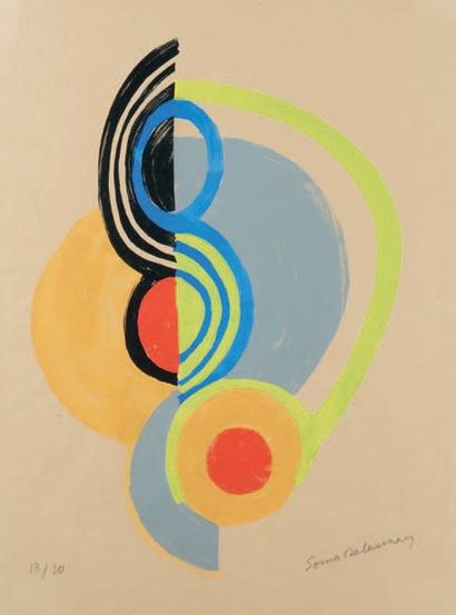 Sonia DELAUNAY (1885-1979) Spirales et cercles
Lithographie en couleurs, signée et...