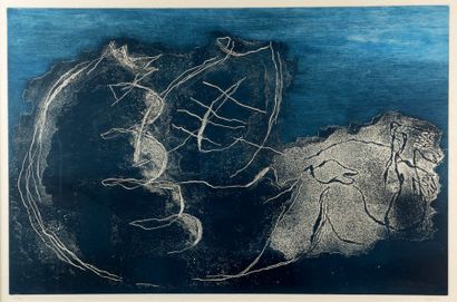 Jean FAUTRIER (1898-1964) Femme dans la nuit, 1955
Eau-forte, aquatinte en couleurs...
