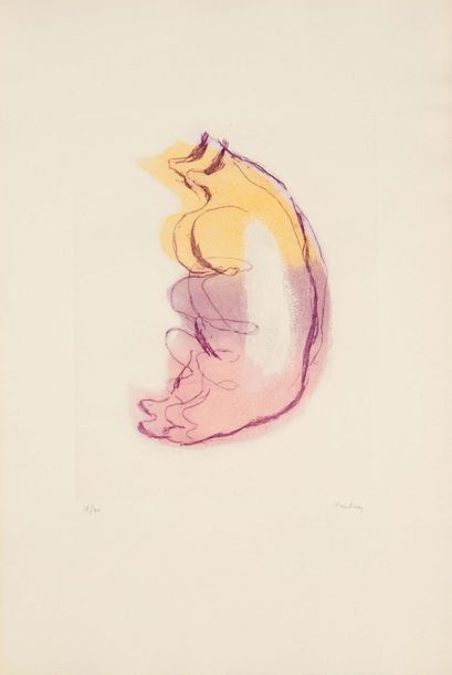 Jean FAUTRIER (1898-1964) Torse de la Femme, 1948
Eau-forte et aquatinte en couleurs...