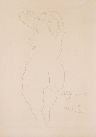 Pablo Picasso (1881-1973) Femme vue de dos
Eau-forte sur vélin pour illustrer le...