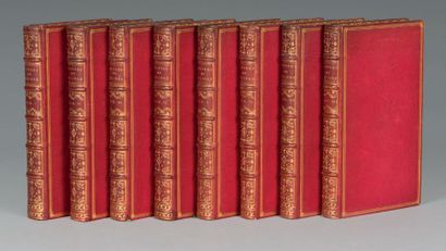 MOLIERE. Oeuvres. À Paris, Chez Ganeau, 1749. 8 volumes in-18, maroquin rouge, triple...