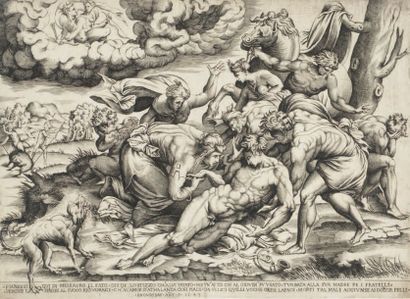 Nicolas BEATRIZET (1507/1515-1570). La Mort de Méléagre, gravé d’après F. Salviati.
Burin....