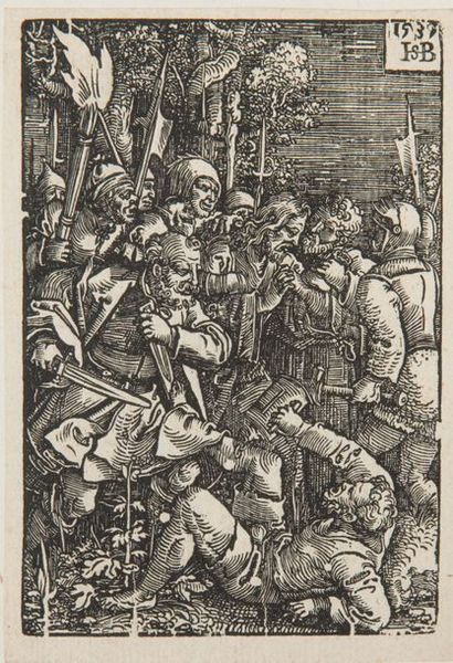 Hans Sebald BEHAM (1500-1550). L’Arrestation du Christ. Planche de la Passion.
Bois....