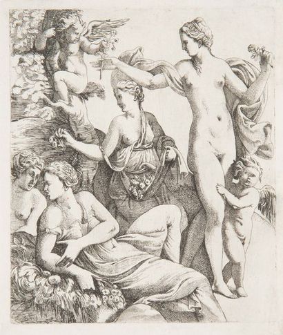 Pierre BIARD (1592-1661). Vénus servie par les amours et les grâces qui lui apportent...