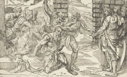 Niccolo BOLDRINI (actif 1540-1566). Samson et Dalila, gravé d’après Titien.
Bois....