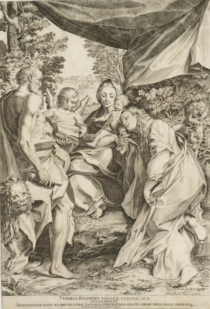 Agostino CARRACHE (1557-1602). La Madone de Saint Jérome, d’après Le Corrège.
Eau-forte...