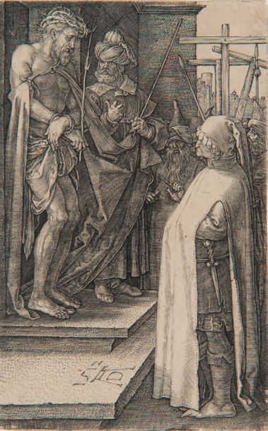 Albrecht DURER (1471-1528). Ecce Homo. Planche de la série de la Passion.
Burin....