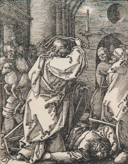 Albrecht Dürer (1471-1528) Jésus chassant les marchands du temple. Planche de la...