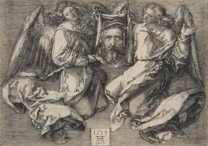 Albrecht DURER (1471-1528). Le Suaire porté par deux anges.
Burin. Très belle épreuve....