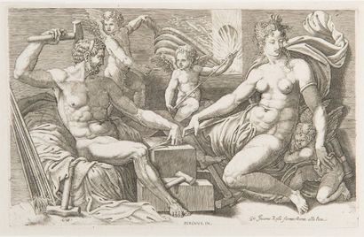 Giorgio GHISI (1512/1520-1582). Vénus et Vulcain à la forge.
Burin. Très belle épreuve,...