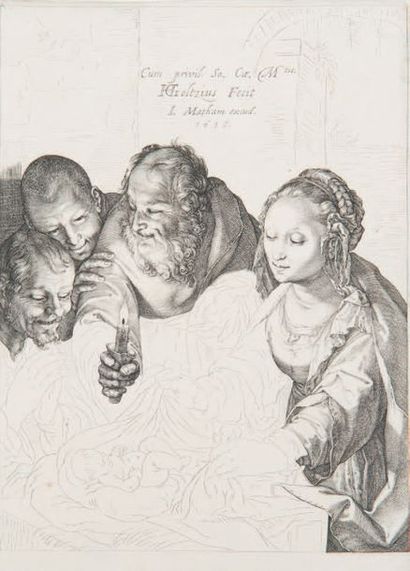 Hendrick GOLTZIUS (1558-1617). L’Adoration des bergers.
Burin. Très belle épreuve....