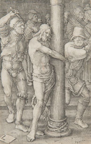 Lucas de LEYDE (1494-1533) La Flagellation. Planche de la série de la Passion.
Burin....