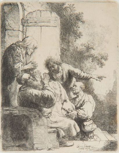 REMBRANDT Van RIJN (1606-1669). Jacob pleurant la mort de son fils Joseph.
Eau-forte...
