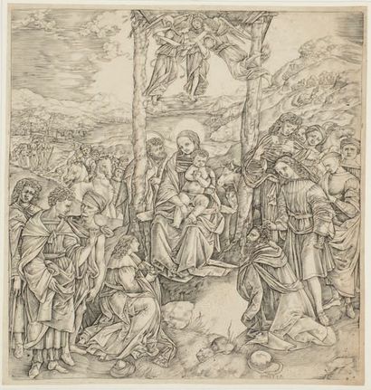 Cristoforo ROBETTA (circa 1462 - circa 1564) L’Adoration des mages, gravé d’après...
