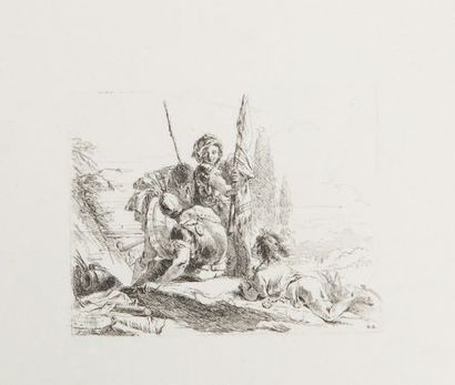 Giovanni Battista TIEPOLO (1696-1770) Les Trois soldats et l’enfant. Planche de la...