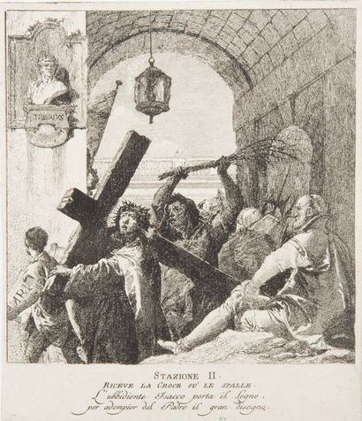Gian Domenico TIEPOLO (1727-1804) Le Chemin de Croix, IIe station.
Eau-forte. Très...