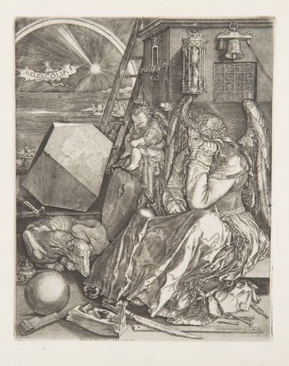 Jean WIERIX (circa 1549-1615) La Mélancolie, gravé d’après Albrecht Dürer.
Burin....