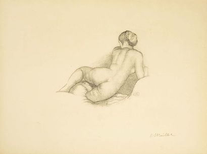 Aristide MAILLOL (1861-1944) Femme nue de dos, demi redressée, Dina.
Lithographie...