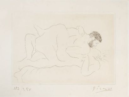 Pablo Picasso (1881-1973) Homme et Femme. 1927.
Eau-forte sur vélin fort. Épreuve...