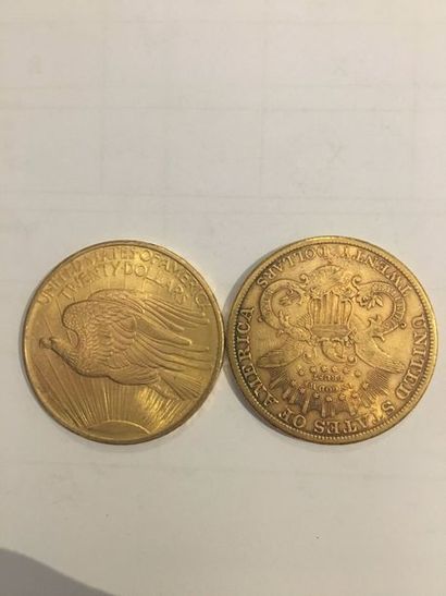  2 pièces de 20 Dollars or 1908 et 1896
