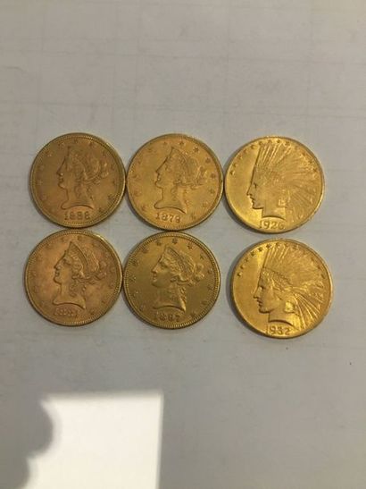 null Ensemble de 6 pièces de 10 dollars
1879-1881-1888-1897-1926-1932