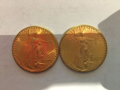 null 2 pièces de 20 Dollars or datées 1927 et 1928