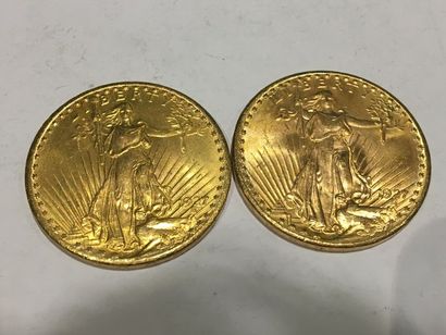  2 pièces de 20 Dollars or datées 1927