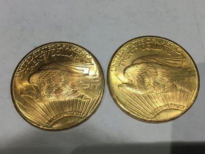  2 pièces de 20 Dollars or datées 1927 et 1928
