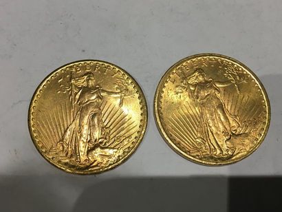  2 pièces de 20 Dollars or datées 1922 et 1927