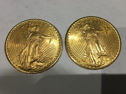 null 2 pièces de 20 Dollars or datées 1927 et 1928