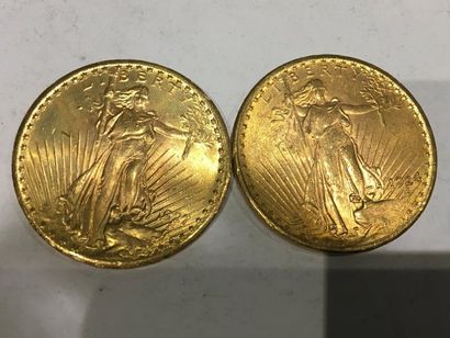  2 pièces de 20 Dollars or datées 1924 et 1927
