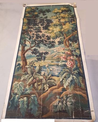 null Carton de tapisserie de type «VERDURE», style Louis XV, fin du XIXe siècle,...