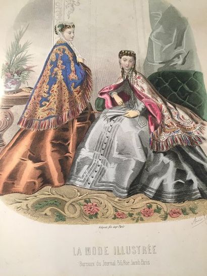 null 
Lots de gravures de mode en couleur, XIXe siècle. 
La MODE ILLUSTREE, vers...