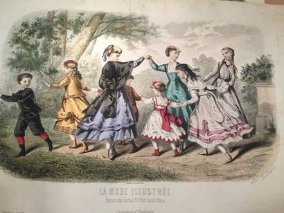 null 
Lots de gravures de mode en couleur, XIXe siècle. 
La MODE ILLUSTREE, vers...