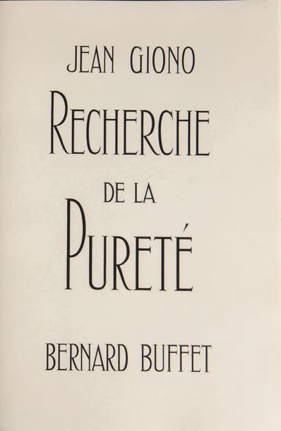 GIONO (Jean). Recherche de la pureté. Paris, Henri Creuzevault, Éditeur, 1953. Infolio,...
