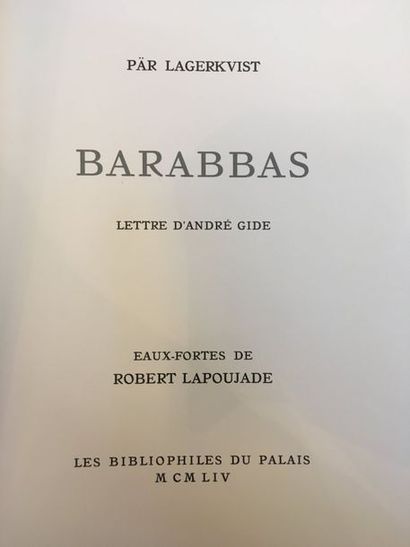 LAGERKVIST (Pär). Barabbas. Lettre d'André GIDE. S. l. [Paris], Les Bibliophiles...