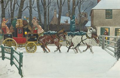 HARRY ELIOTT (1882 - 1959) La diligence à quatre chevaux
Aquarelle sur papier signée...