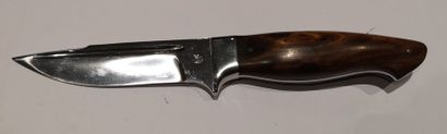 Pascal HEMONNOT Couteau de chasse de plein manche à belle lame à gorge de 11 cm.
Manche...