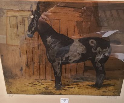 Joseph Porphyre PINCHON (1871 - 1953) Cheval au box
Très rare gravure en couleurs...