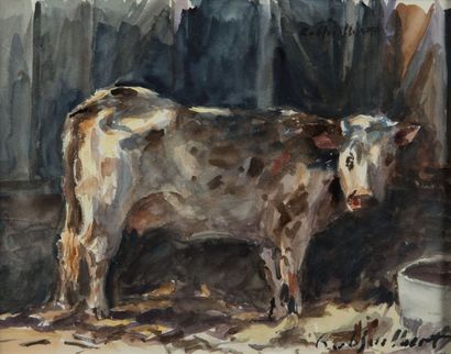 Robert GUILBERT (1920-1992) Peintre de la région du Havre et du pays de Caux
Vache...