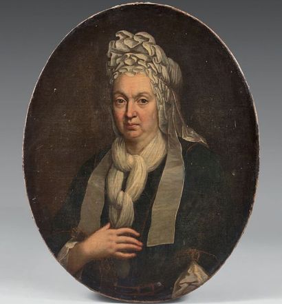 Ecole francaise vers 1760 Portrait de femme
Toile ovale. Sans cadre
78 x 60 cm