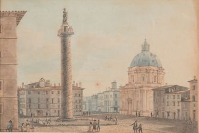 Victor Jean NICOLLE (Paris 1754 - 1826) Vue de la colonne Trajane
Plume et encre...