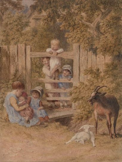 Robert HILLS (Islington 1769 - Londres 1844) Jeux d'enfants à la campagne
Enfants...