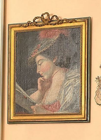 Ecole Italienne de la fin du XVIIIème siècle Portrait de femme lisant une lettre
Toile...