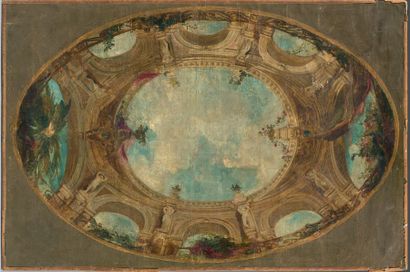Henri Emile BRUNNER LACOSTE (Paris 1838 - 1881) Etude pour un décor de plafond
Toile.
Signé...
