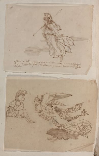 Ensemble de dessins au trait d'après les compositions gravées de FLAXMAN et GIRODET...