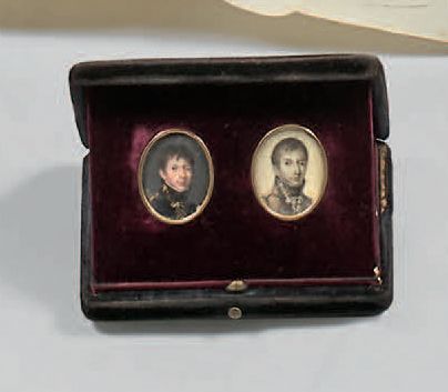 Jean-Baptiste Isabey (Nancy 1767/Paris 1855), Paire de petites miniatures ovales...