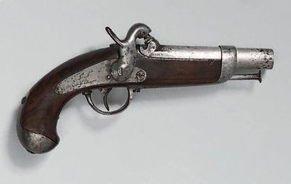 null Pistolet de gendarmerie à percussion modèle 1842, canon à pans puis rond poinçonné:...