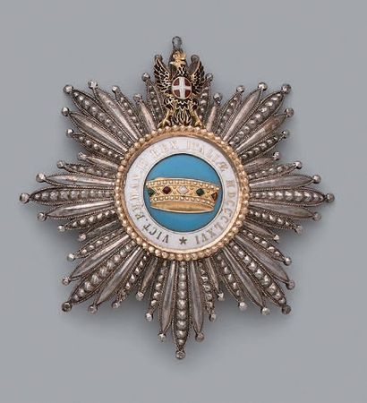 null Plaque de grand-croix de l'ordre de la Couronne d'Italie modèle du 1er type...